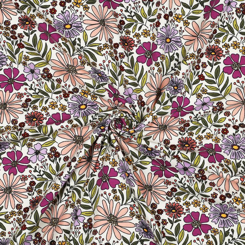 jersey di cotone mare di fiori | Poppy Fabrics – bianco lana/lillà,  image number 3