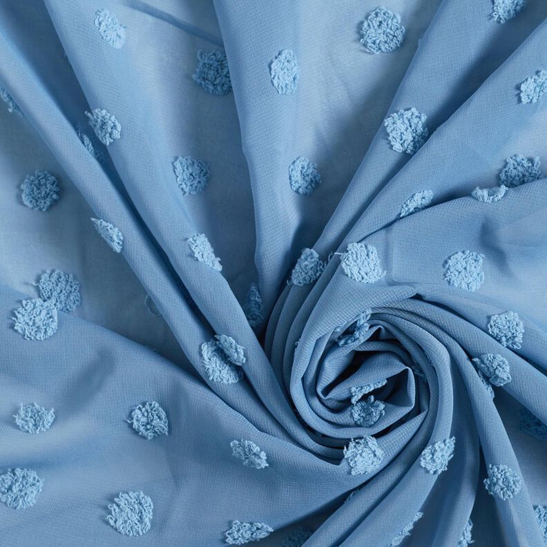Chiffon dobby a pois grandi – blu brillante,  image number 3