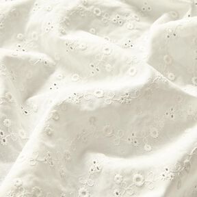 Batista di cotone ricami a giorno fiorellini – bianco lana, 