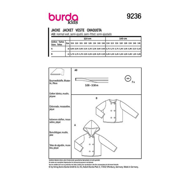 giacca | Burda 9236 | 104-140,  image number 7