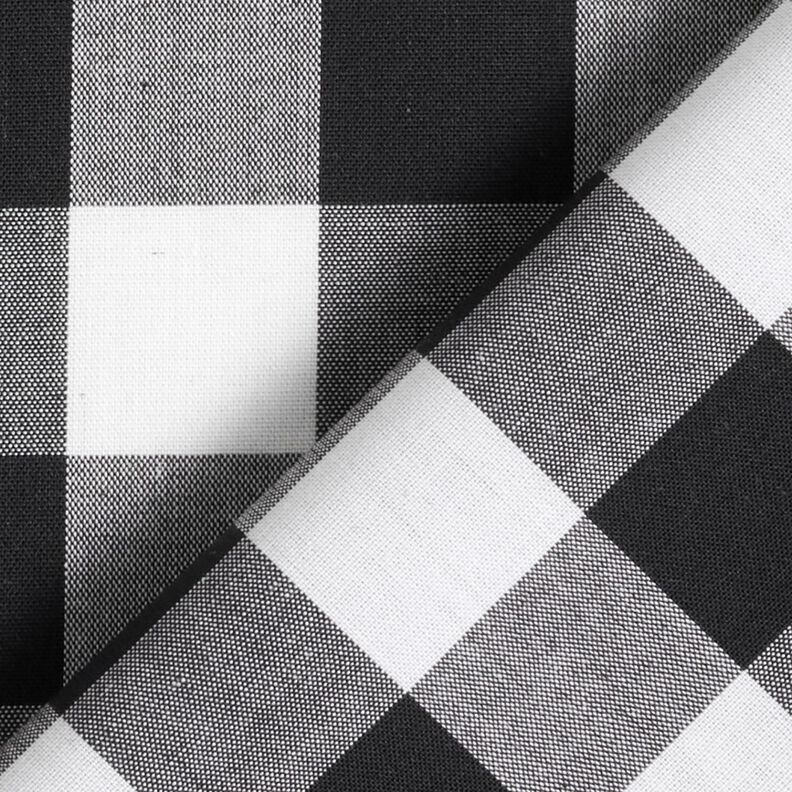 tessuto per camicie Grandi quadretti stile country – bianco/nero,  image number 4
