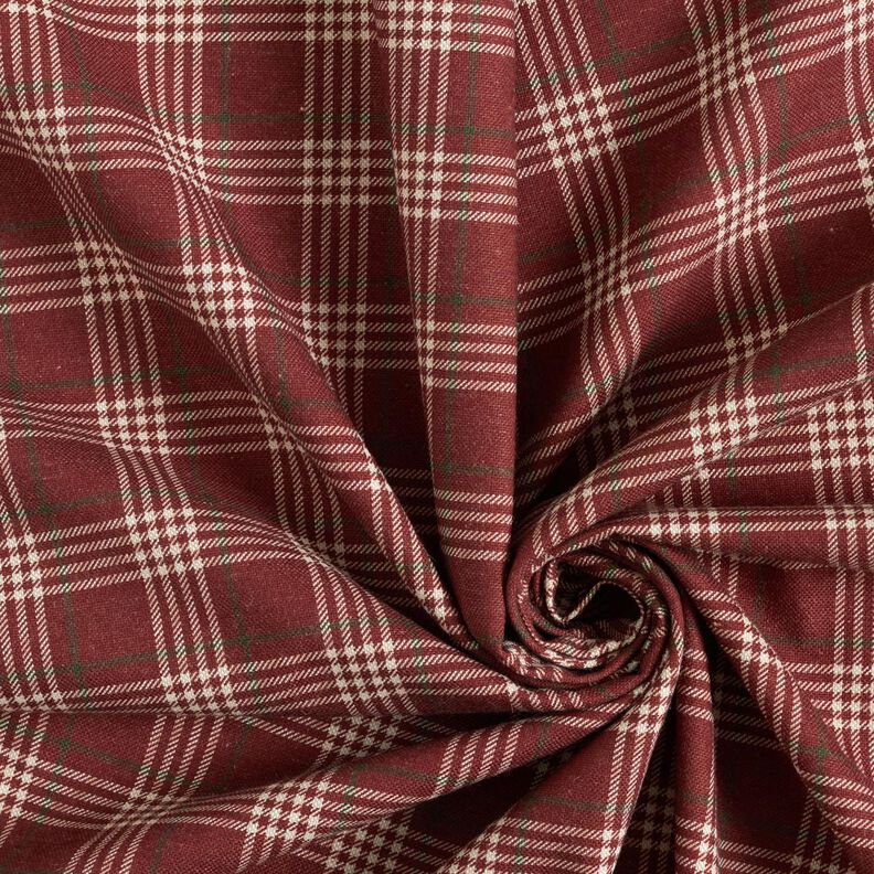 tessuto arredo mezzo panama Quadri classici – rosso borgogna/naturale,  image number 3