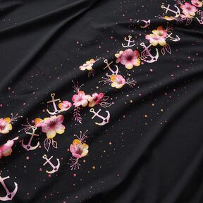 jersey di cotone Fiori marittimi | Glitzerpüppi – nero/porpora, 