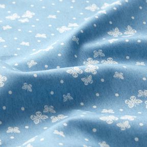 chambray Pois e farfalle – azzurro/bianco lana, 