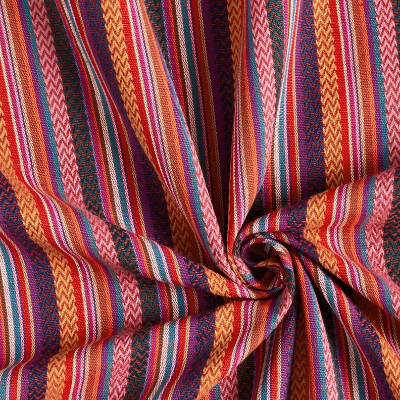 tessuto arredo Jacquard Strisce a zig-zag – rosso carminio/verde, image number 3