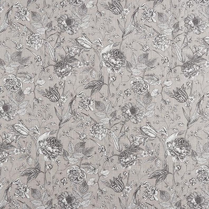 tessuto arredo mezzo panama Piante opulente – grigio seta,  image number 1