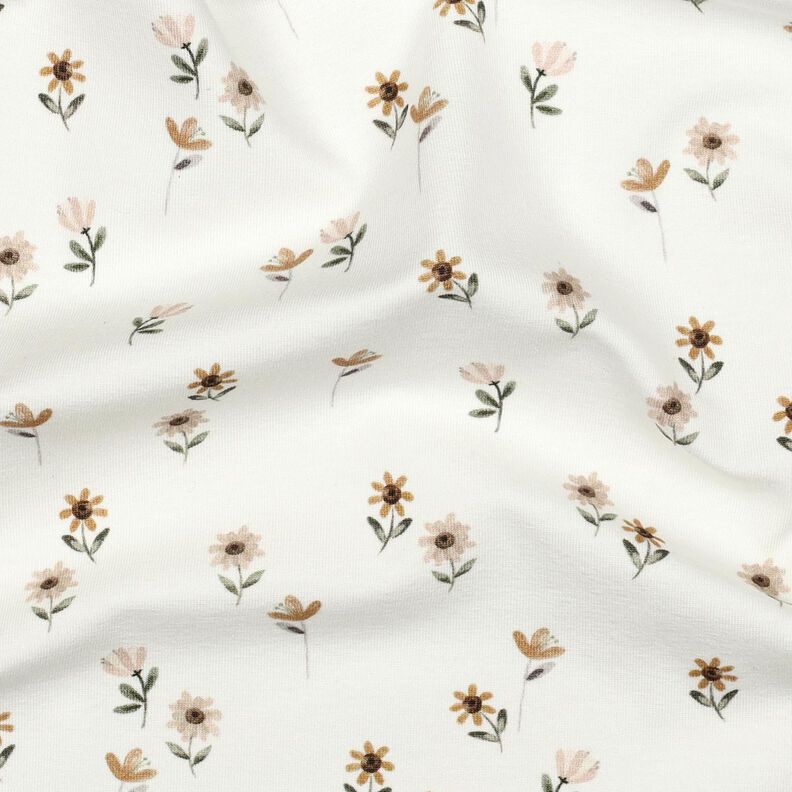 jersey di cotone Fiori graziosi stampa digitale | Poppy Fabrics – avorio/caramello,  image number 2