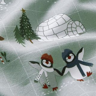 French terry bio Pinguini e igloo stampa digitale – grigio elefante, 
