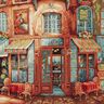 taglio di tessuto arredo gobelin Bistrò francese – blu/terracotta,  thumbnail number 1