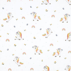 GOTS jersey di cotone Unicorni stampa digitale | by Poppy – bianco, 