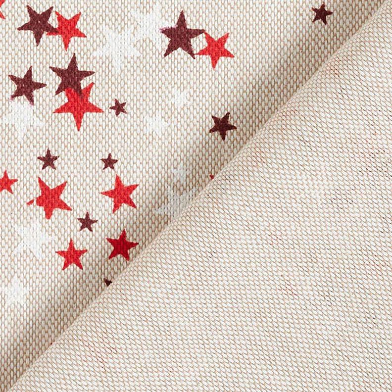 tessuto arredo mezzo panama Stelle festose – beige/rosso scuro, image number 4