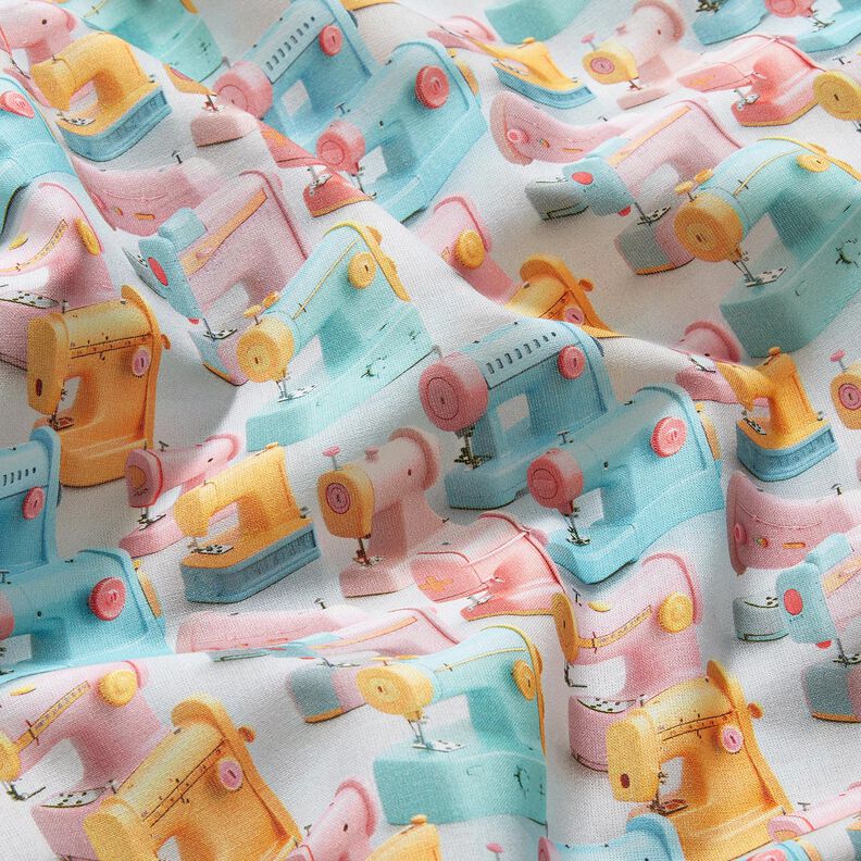 tessuto in cotone popeline Macchine da cucire colorate &ndash; rosa chiaro/turchese chiaro,  image number 2