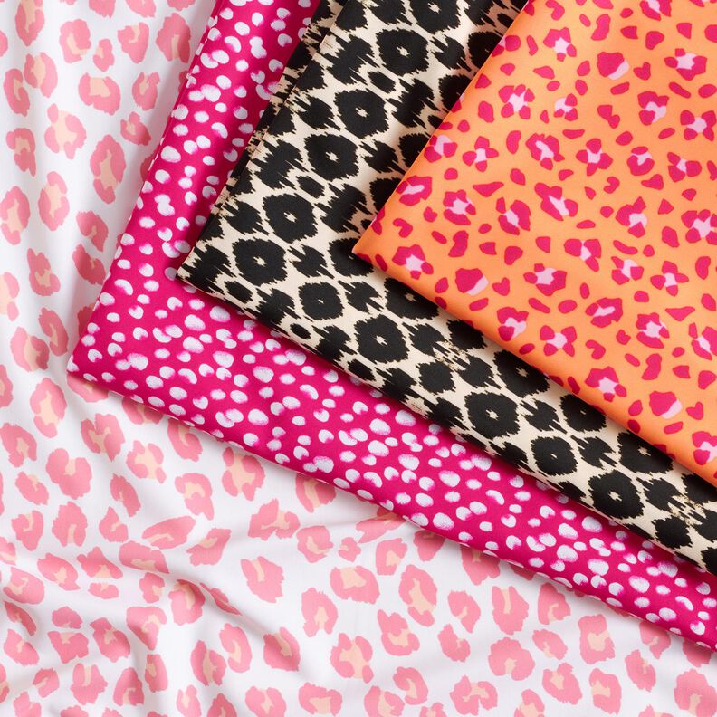 Tessuto per costumi da bagno con stampa leopardata – bianco/rosa,  image number 5