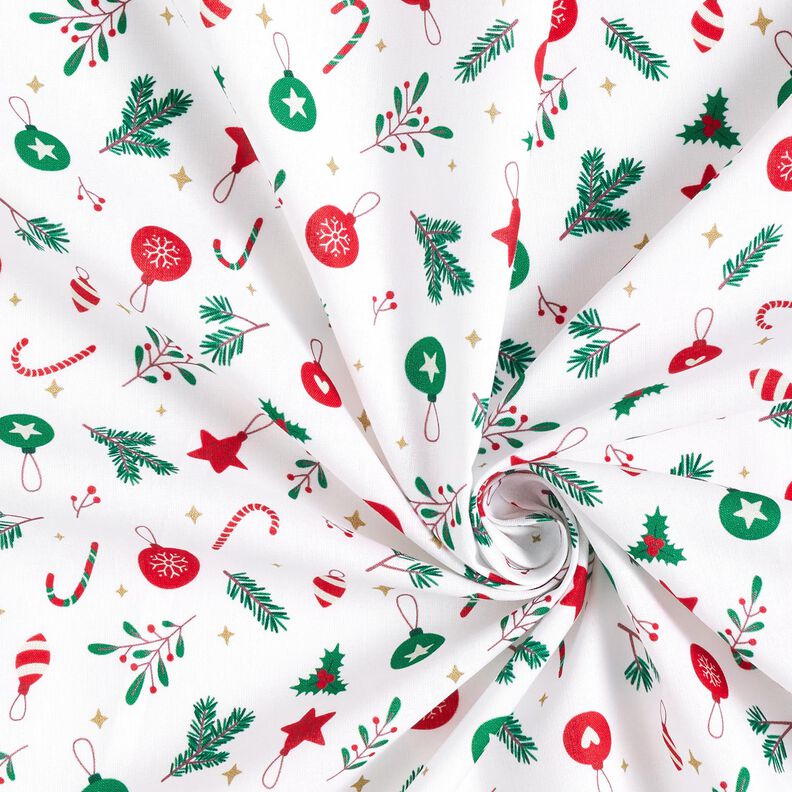 tessuto in cotone cretonne Decorazioni natalizie – bianco/verde, image number 3