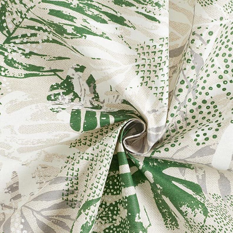 cotone rivestito, foglie esotiche – naturale/verde,  image number 3