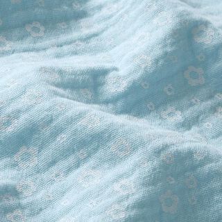 mussolina / tessuto doppio increspato fiorellini – azzurro, 