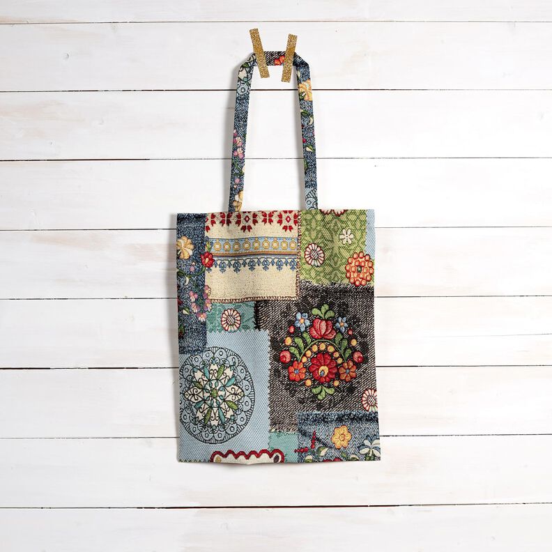 tessuto arredo gobelin Mosaico jeans – beige chiaro/colore blu jeans,  image number 8
