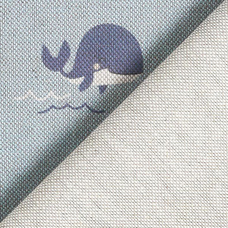 tessuto arredo mezzo panama allegre balene – blu,  image number 4