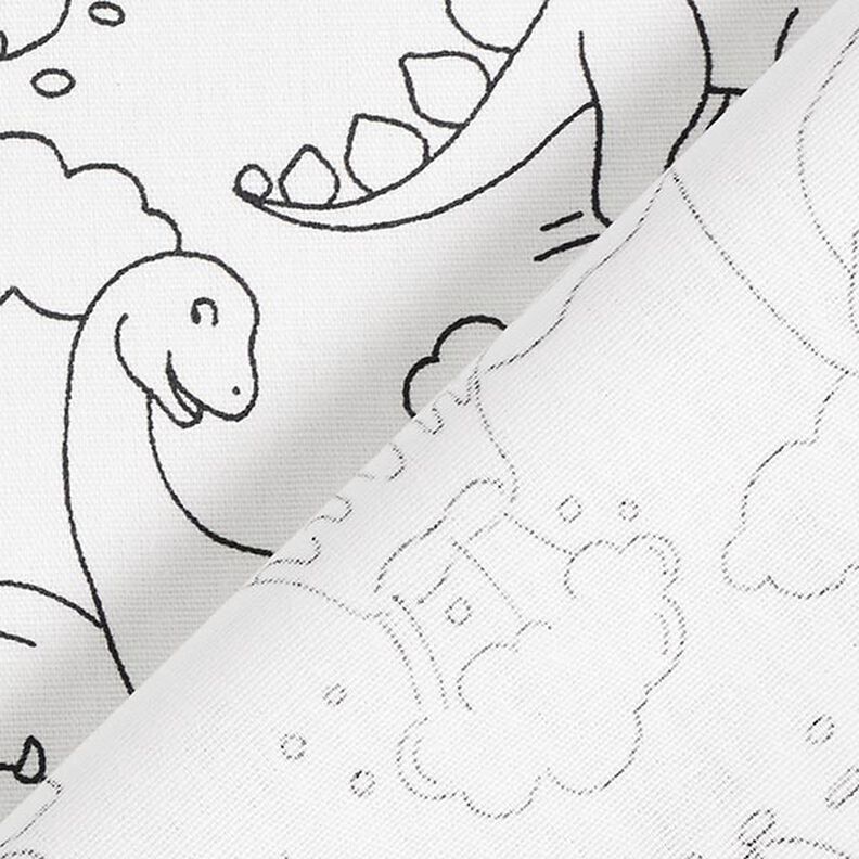 popeline di cotone Tessuto da colorare Dinosauri – bianco/nero,  image number 4