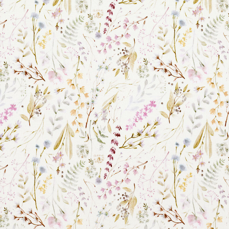Jersey di viscosa con delicati fiori e foglie – avorio,  image number 1