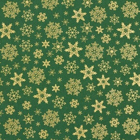 tessuto in cotone popeline Cristalli di neve – verde/oro, 