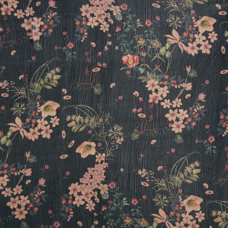 Prato fiorito in chiffon – nero | Resto 90cm,  image number 1