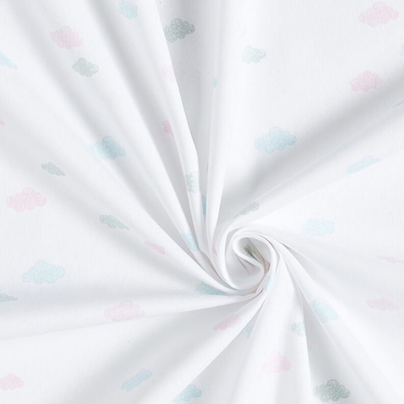 GOTS popeline di cotone nuvole effetto disegno | Tula – bianco,  image number 3