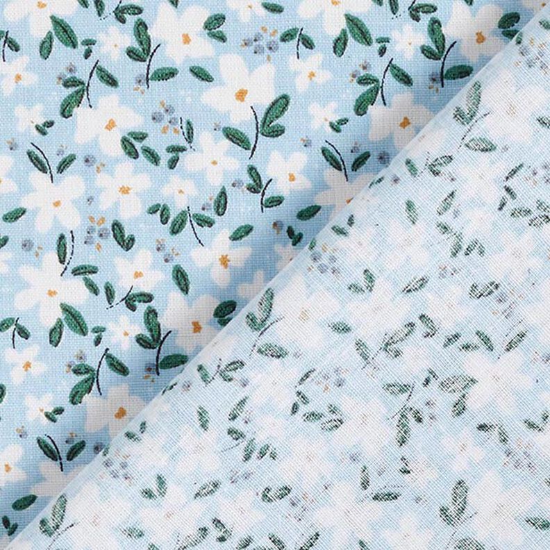 Popeline di cotone biologico con delicati fiori – blu cielo,  image number 4