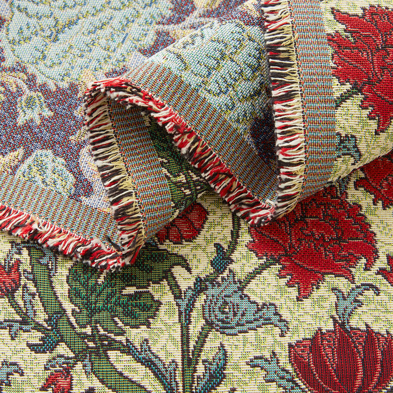 tessuto arredo gobelin Peonie artistiche – beige chiaro/rosso carminio, image number 3