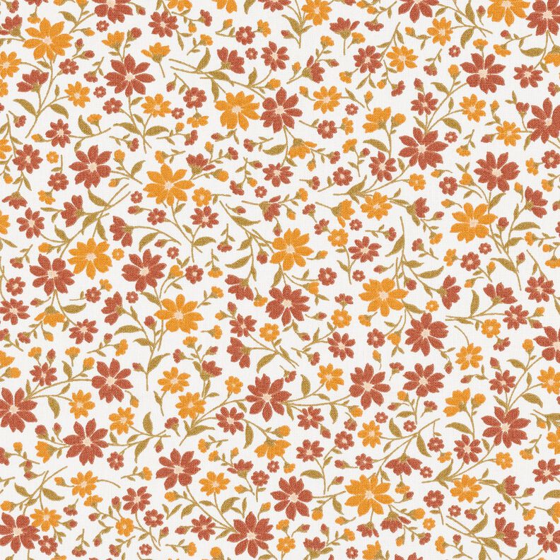 popeline di cotone fiori autunnali – bianco/rosso borgogna, image number 1