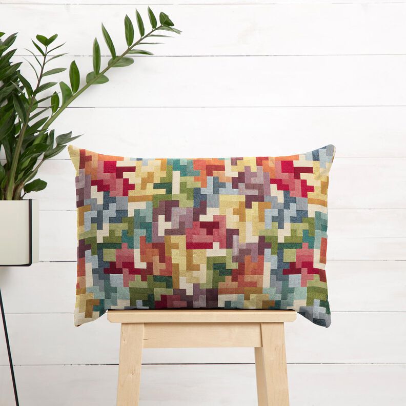 tessuto arredo gobelin Tetris – rosso carminio/verde,  image number 6