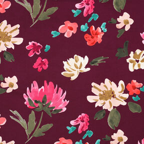 French terry Colette stampa digitale | Nerida Hansen – rosso Bordeaux/rosa fucsia acceso, 