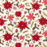 tessuto arredo tessuti canvas Fiori di stella di Natale – bianco lana/rosso carminio,  thumbnail number 1