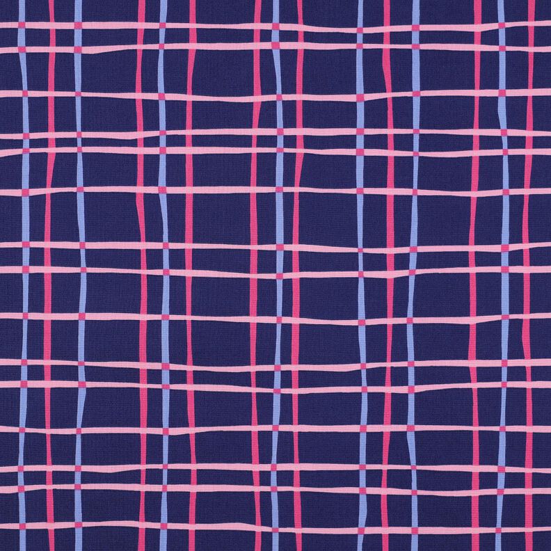 popeline di cotone Quadri ondulati | Poppy Fabrics – indaco/rosa,  image number 1