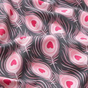 jersey di cotone Pavone | Stoff&Liebe – grigio ardesia/rosa fucsia acceso, 