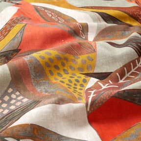 tessuto arredo mezzo panama Foglie tropicali – senape/terracotta, 