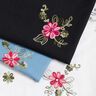 popeline di cotone Mazzi di fiori ricamati – nero/bacca,  thumbnail number 5