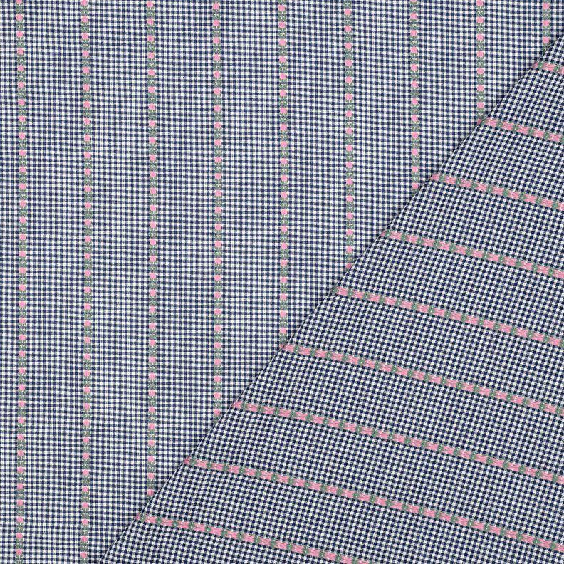 tessuto in cotone Jacquard Quadretti e fiori – blu oceano/bianco, image number 4