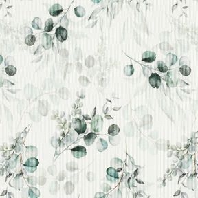 jersey a coste Eucalipto stampa digitale – bianco lana, 