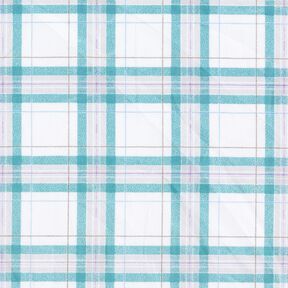 Tessuto di cotone a quadri tartan – bianco/turchese, 