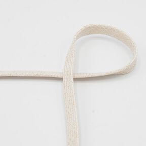 Cordoncino piatto Felpa lurex [8 mm] – naturale/oro effetto metallizzato, 