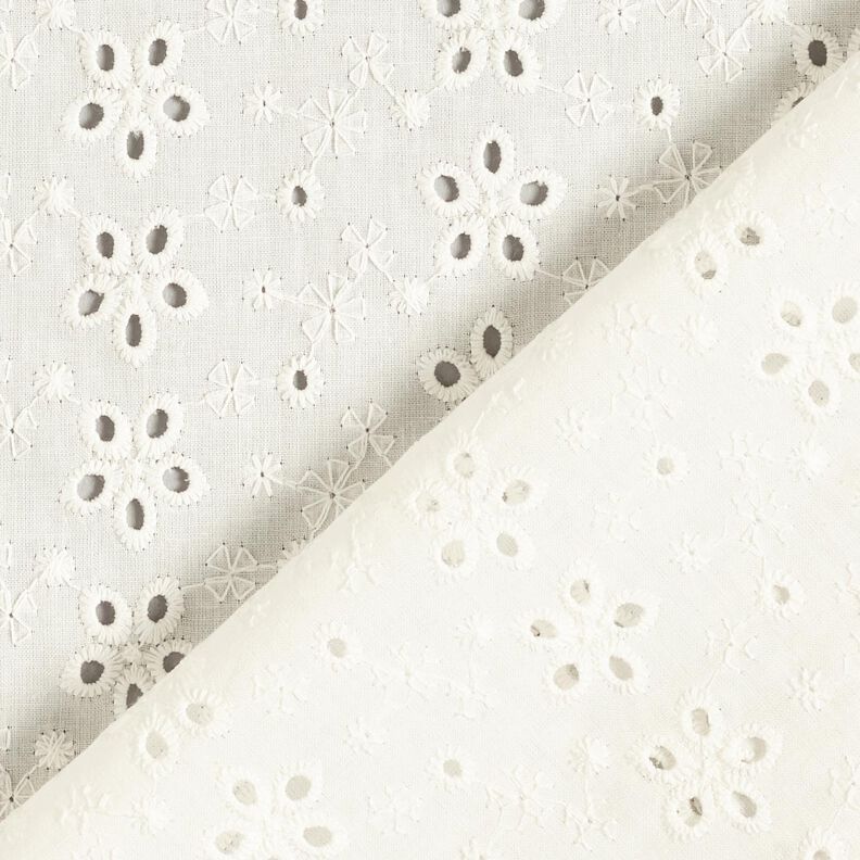 Batista di cotone ricami a giorno File di fiori – bianco lana,  image number 4