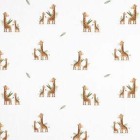 GOTS jersey di cotone famiglia di giraffe stampa digitale | Poppy Fabrics – bianco/marrone chiaro, 