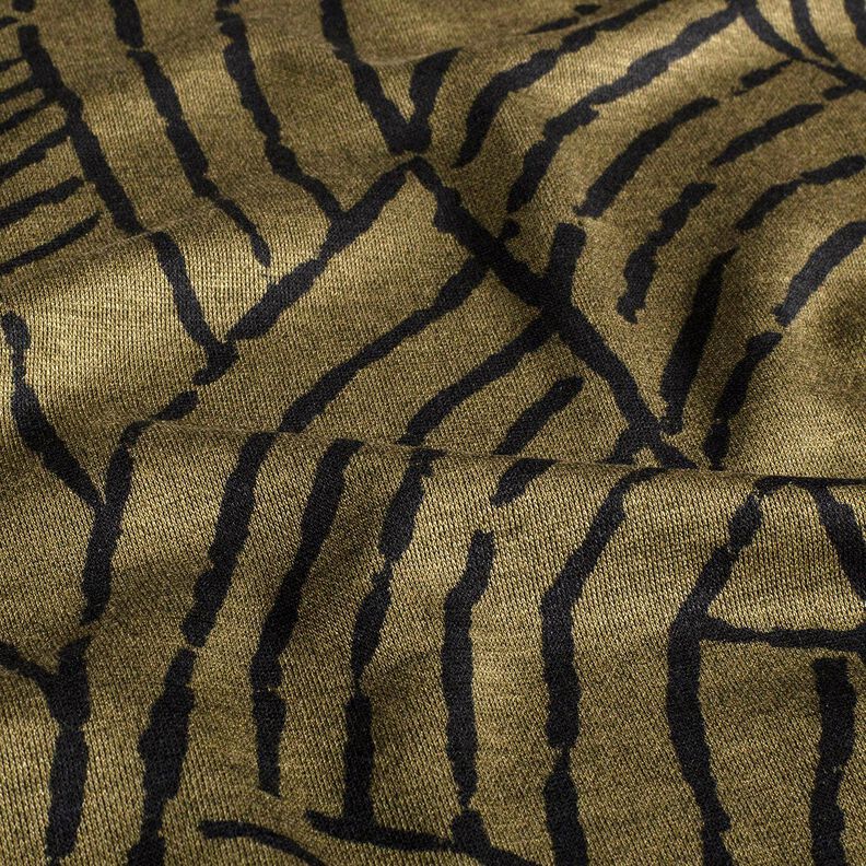 jersey romanit foglie astratte – verde oliva scuro/nero, image number 2