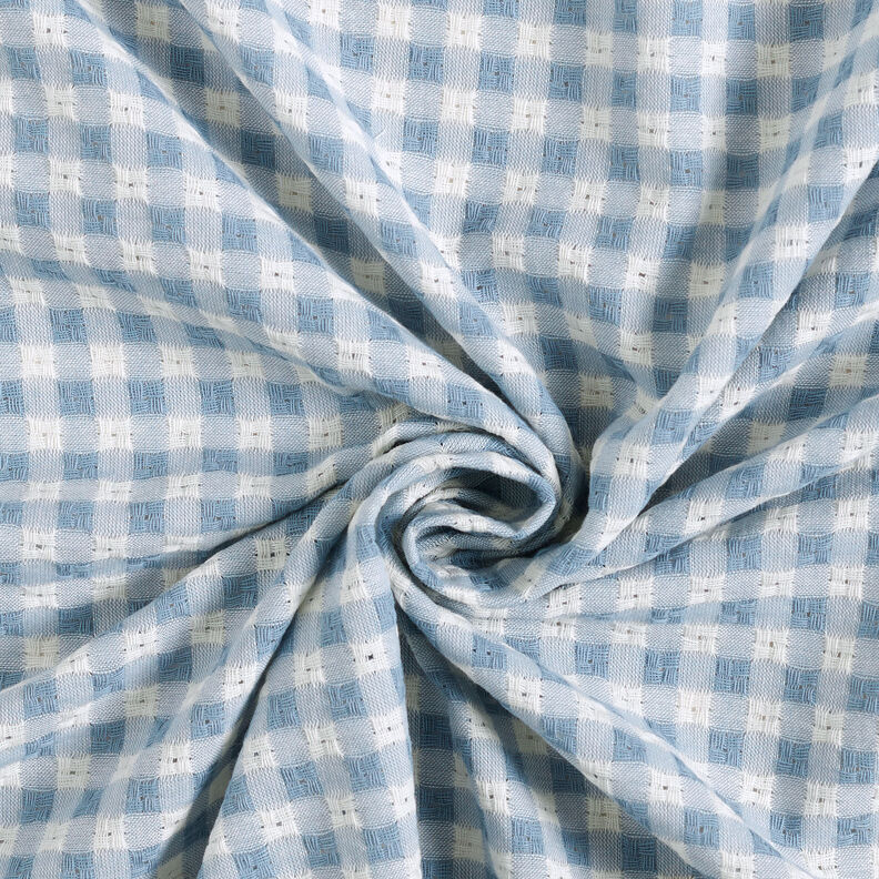 Tessuto in cotone a quadri strutturati – bianco/azzurro,  image number 4