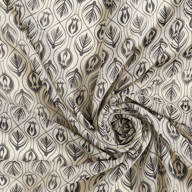 Motivo art deco in chiffon – nero/bianco, image number 3