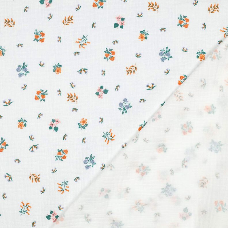 mussolina / tessuto doppio increspato fiorellini | Poppy Fabrics – avorio/arancio pesca, image number 4
