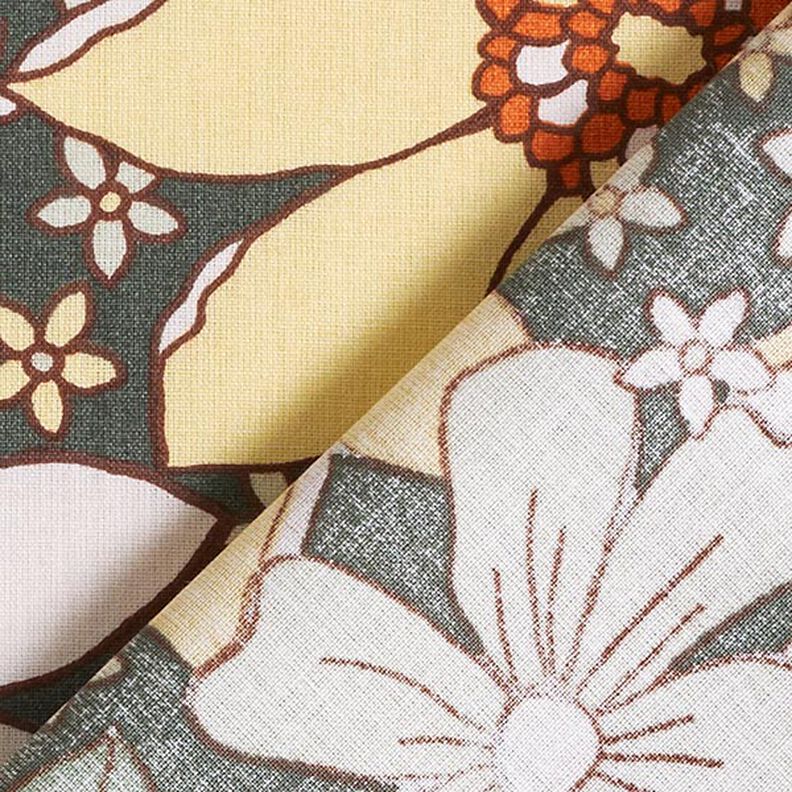 tessuto in cotone cretonne Fiori rétro – arancio chiaro/giallo chiaro,  image number 4