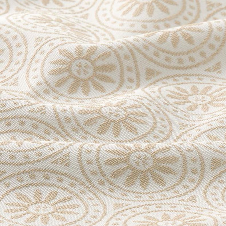 Tessuto jacquard da esterni motivi ornamentali e cerchi – beige/bianco lana,  image number 2