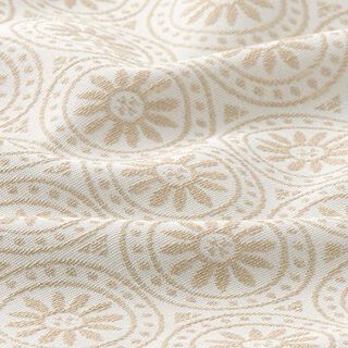 Tessuto jacquard da esterni motivi ornamentali e cerchi – beige/bianco lana, 